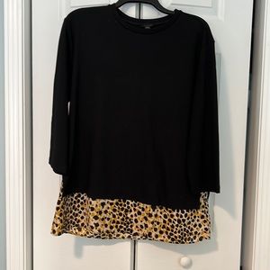 Ann Taylor multi-media tunic. Black w/animal print. Large, excellent condition.